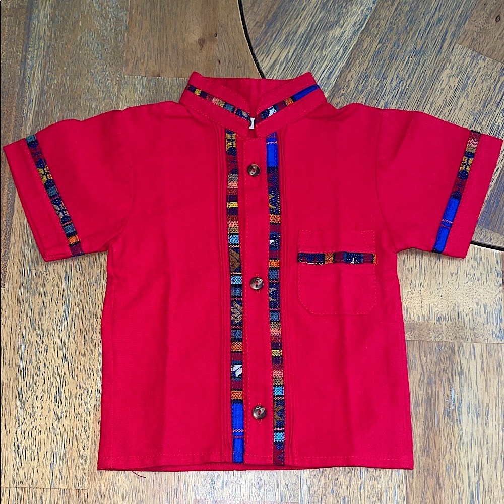 Mexican Guayabera Baby Boy Short Sleeve Button Down Shirt
